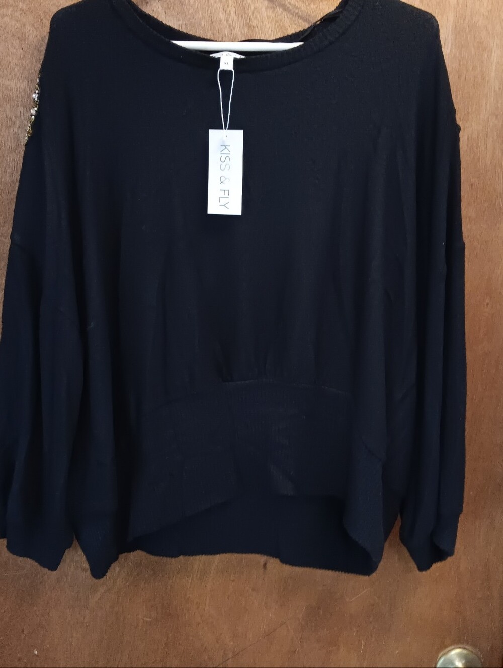 Kiss & Fly Black Long Sleeve Sweater